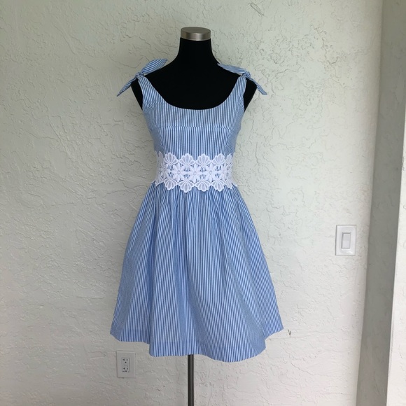 Lilly Pulitzer Tessa Dress Coastal Seersucker Blue - Picture 2 of 9